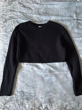 Garage Black Ribbed Cropped Sweater